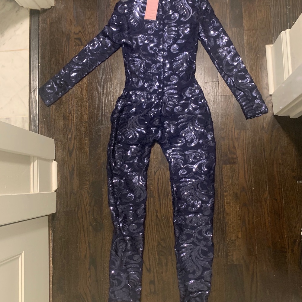Blue Sequin Catsuit